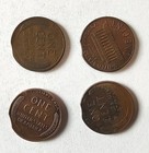 Error Clipped Lincoln Cent Coin Clip Planchet Lot Of 4   1944  2   1945  1960