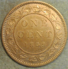 1859 Canada Large Cent  Narrow   Low 9 Beautiful Circ  Bn Obv    Rev  Die-cracks