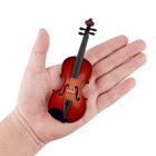 Wooden Miniature Violin With Stand  Bow And Case Mini Musical Instrument Repl   