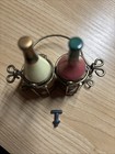Midwest Of Cannon Falls Wine Bottles Hinged Trinket Boxes Pair With Holder
