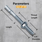 1 4 X 4 Inch Wedge Anchor  50 Pcs Zinc-plated Industrial Anchor Bolts For Cement