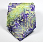 New Classic Paisley Green Purple Blue Jacquard Woven 100  Silk Men s Tie Necktie