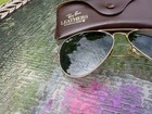 Used Vintage Ray-ban Aviator Sunglasses Gold Metal Frame Green Lenses  58-14