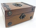 Antique French Napoleon Iii Jewelry Box 19th Century Wood Bronze