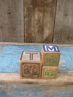 3 Antique Wood Alphabet Abc Blocks Barns