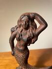 Mermaid Figurine Statue Cast Iron Nautical Coastal Decor Rustic Beach Ocean Wave