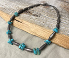 Vintage Native American Sterling Silver Turquoise Necklace