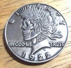 3d Raised 1922 Skeleton Skull Peace Lady Hobo Nickel Coin Abstract Art Craft