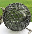 Japanese Fishing Float Xl 12  Smoky Green Glass Patch Netted Antique Usa Bz 26a