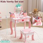 Mdf Spray-painted 1-drawer 2-desktop Storage Box Children s Dressing Table Set