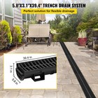 Uimoso 6 Pack Drainage Trench 5 8 x3 1  Driveway Channel Drain Kit Plastic Grate