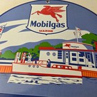 Vintage Mobil Sign - Pegasus Mobilgas Marine Gas Pump Service Porcelain Sign