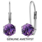 925 Sterling Silver 1 5ct Amethyst 6mm Round Leverback Earrings Round Earrings
