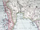 1908 Antique Map Of Malay Peninsula Thailand Malaysia Singapore   Southern India