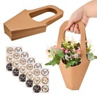 25 Pcs Paper Flower Gift Wrapping Bags With Handle For Florist Wedding Shop