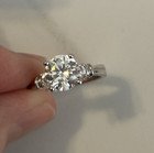 3pcs Vtg Cz Sterlingjewelry Set With 4 Prong Zircon Ring And Earrings