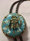 Stunning Vintage Turquoise Thunderbird Western Bolo Tie Native American 