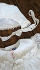 Vintage 74  Bryan Baby Girl Christening Gown Set Bonnet Booties Sz 2 White Lace 