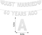 60th Wedding Anniversary Party Banner Decorations  Silver Glitter Just Married 6