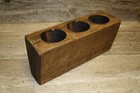  3 Hole Wooden Sugar Mold Wood Candle Holder Primitive  