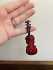 Vintage 70s Red Wooden Violin Miniature Classic Instrument Christmas Ornament