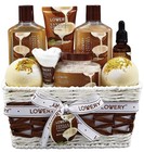 Spa Gift Basket For Women - 9 Piece Vanilla Coconut Bath Set  Luxurious Body Car