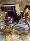 Antique Art Murano Glass Amethyst Goblets  Hand-blown 24k Venetian Style Rare