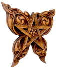 Butterfly Pentacle Plaque - Wood Finish - Dryad Design Pagan Wiccan Fairy Magic
