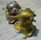 2 Pcs Us Navy Mark V Antique Finish Brass Mini Diving Divers Helmet Vintage Deco