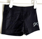 Gk Elite Child Small S Cs Solid Black Nylon Gymnastics Cheer Shorts Rhinestones