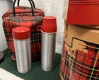 Vtg  Thermos Brand Plaid Lunch Picnic Set With Case Lunchbox 1971   Cooler