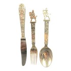 Vintage Carl Cohr Denmark Sterling Silver Baby Child Fork Knife Spoon Set