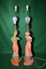 Pair Of Vintage Mid-century Modern F a i p  Chalkware Table Lamps - 29  - Rare