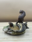 Vintage Aynsley Mastercraft Otter Family In A Pond Handpainted Collectable 1985