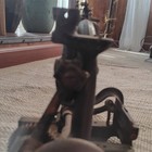 Antique Original Cast Iron Hand Crank Industrial Sewing Machine Head Brown black