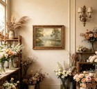 Vintage Gold Framed Swan Lake Wall Art  Romantic Landscape Oil Painting Canva   
