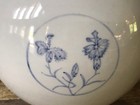 Korean Porcelain Antique Baekja White Moon Jar Greek Key Signed Blue Floral Rare