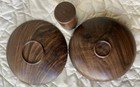 Hand Turned Walnut Timber Plate Bowl Toothpick Holder Set Of 3 Handmade