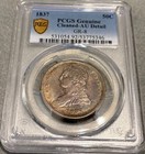 1837  reeded Edge  Capped Bust Half Dollar  gr-8   Pcgs Au Detail   Sharp Appeal