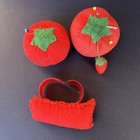 Vintage Pin Cushion Lot Of 3 Tomato Strawberry Wrist Sew Pin Cushions Red