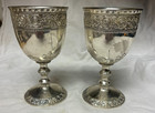 2 Vintage C   Co Silver Plated Chalice Goblets Wine Glasses Ornate Stemware Set