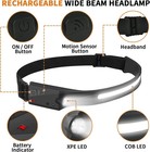 Cob Led Headlamp Usb Rechargeable Headlight Torch Work Light Bar Head Band Lamp