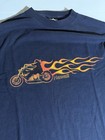 Vintage Ocean Pacific Hawaii Biker Flames Op Long Sleeve Shirt Navy Size Large