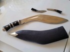 Vintage 1920 s India Engraved Kukri Gurkha Fighting Knife Set W  Sheath Rare 