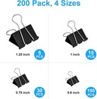 200 Count Binder Clips Assorted Sizes  4 Sizes Large  Medium  Small  Mini  Metal