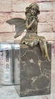 Romantic Fairy Girl Winged Angel Giving Flower Bronze Sculpture Statue Figurine