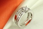 Ladies 2c Sterling Silver 925 Princess Cut Bridal Engagement Wedding 2 Ring Set