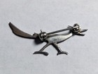 Silver And Turquoise Navajo Roadrunner Pin - Vintage