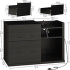 Black Night Stand With Shelves  Charging Station   2 Drawer Wooden Bedside Table