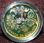 2017 Canada  20  Bejeweled Bugs Bee 1 Oz Silver Coin W gemstones  Toning On Coin